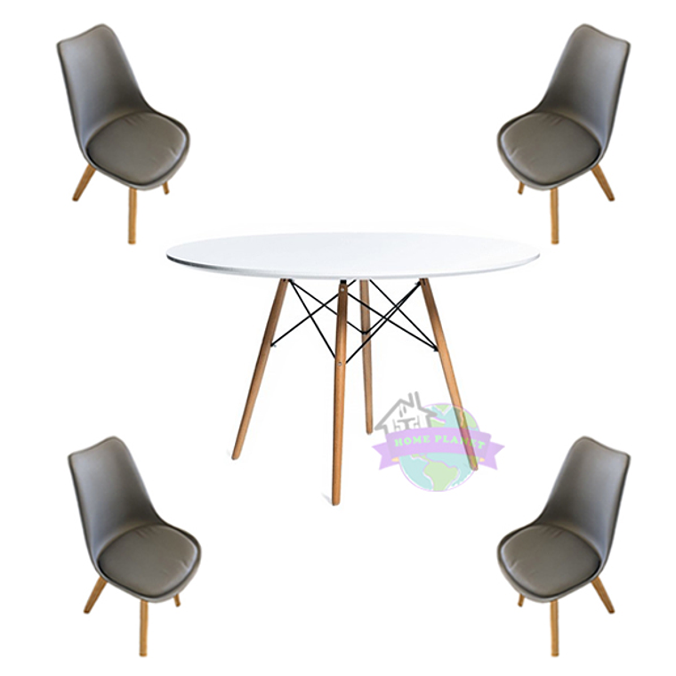 Comedor Taipei redondo blanco 100 cm con 4 Sillas Tulip 6