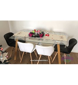 Comedor Durban rectangular vidrio 140x80 cm con 6 Sillas Rubik