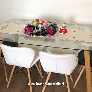 Comedor Durban rectangular vidrio 140x80 cm con 6 Sillas Mariposas Rubik