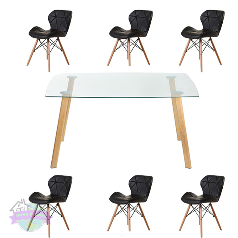 Comedor Durban rectangular vidrio 140x80 cm con 6 Sillas Mariposas Rubik 4