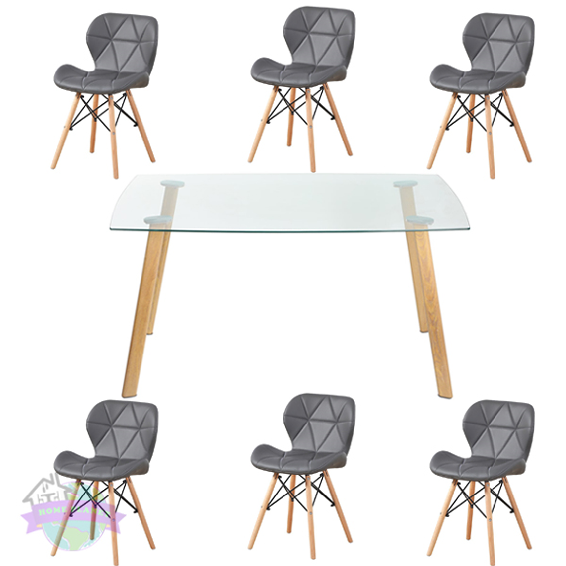 Comedor Durban rectangular vidrio 140x80 cm con 6 Sillas Mariposas Rubik 5