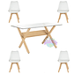 Comedor Visby rectangular vidrio 140x80 cm con 4 Sillas Tulip - Miniatura 1