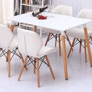 Comedor Zurich rectangular blanco 120x80 cm con 4 Sillas Mariposas Rubik