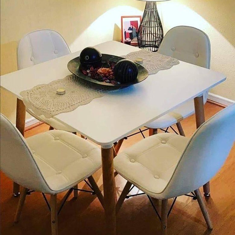 Comedor Toronto cuadrado blanco con 4 Sillas Buckle 2