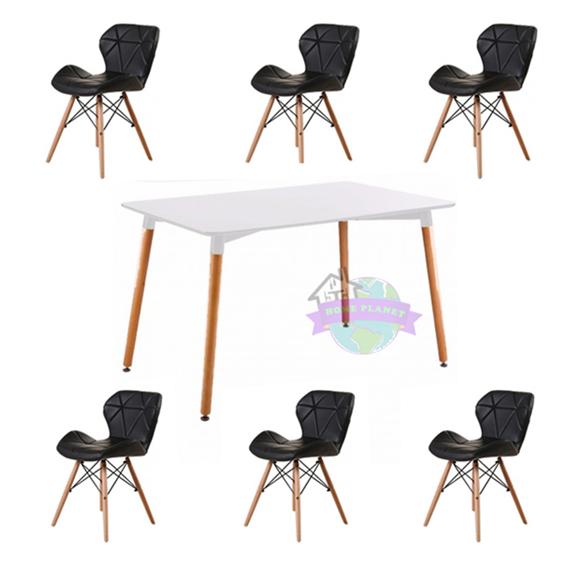 Comedor Zurich rectangular blanco 120x80 cm con 6 Sillas Mariposas Rubik 4