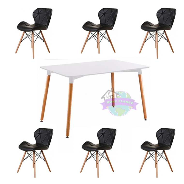 Comedor Zurich rectangular blanco 120x80 cm con 6 Sillas Mariposas Rubik 4