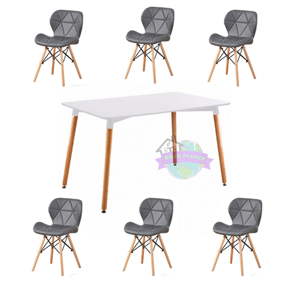 Comedor Zurich rectangular blanco 120x80 cm con 6 Sillas Mariposas Rubik 5