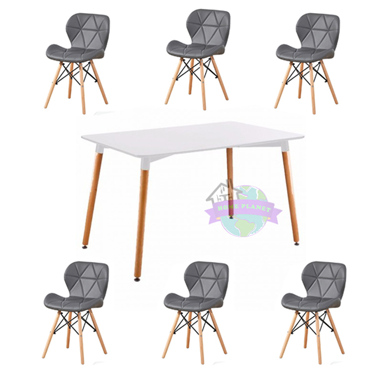 Comedor Zurich rectangular blanco 120x80 cm con 6 Sillas Mariposas Rubik 5