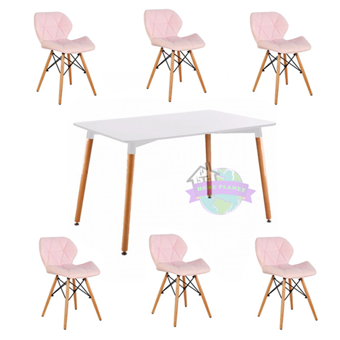 Comedor Zurich rectangular blanco 120x80 cm con 6 Sillas Mariposas Rubik 6