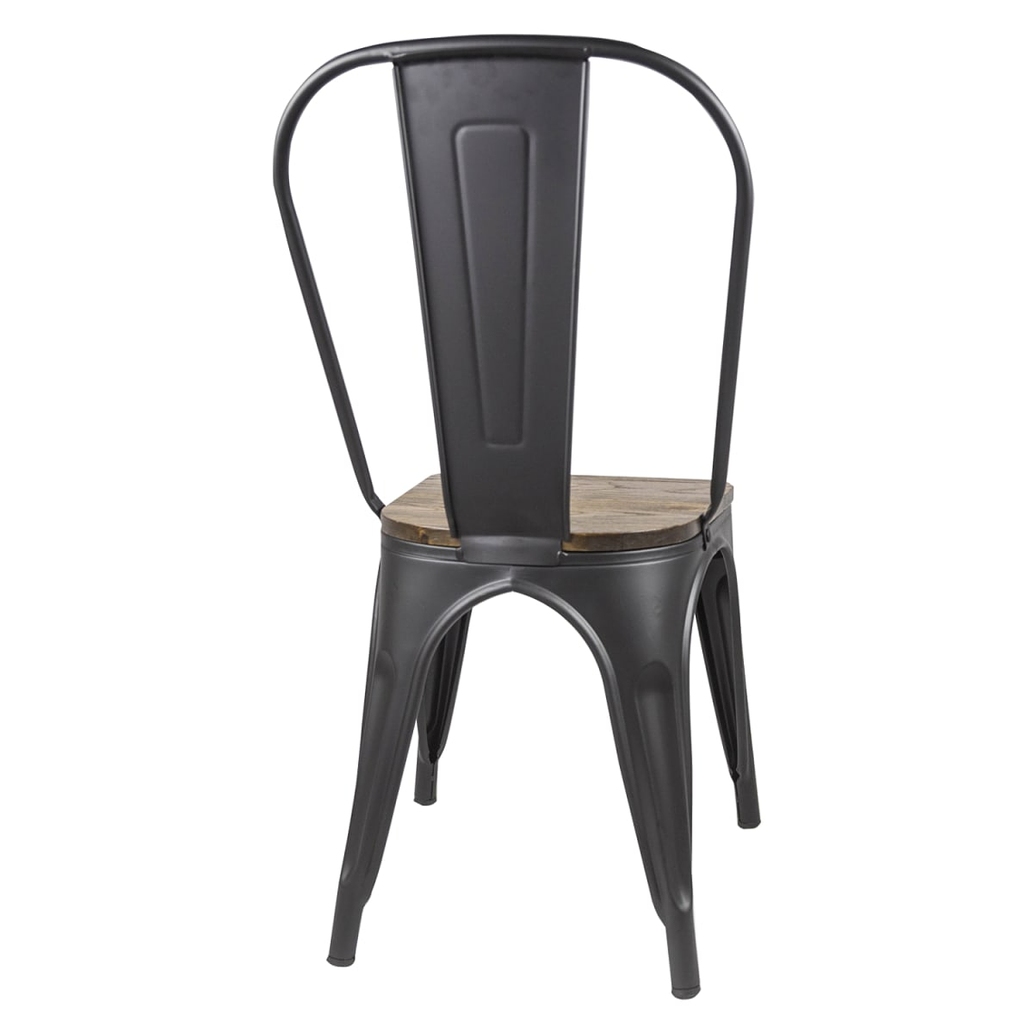 Silla Tolix Negra con asiento madera oscura 5