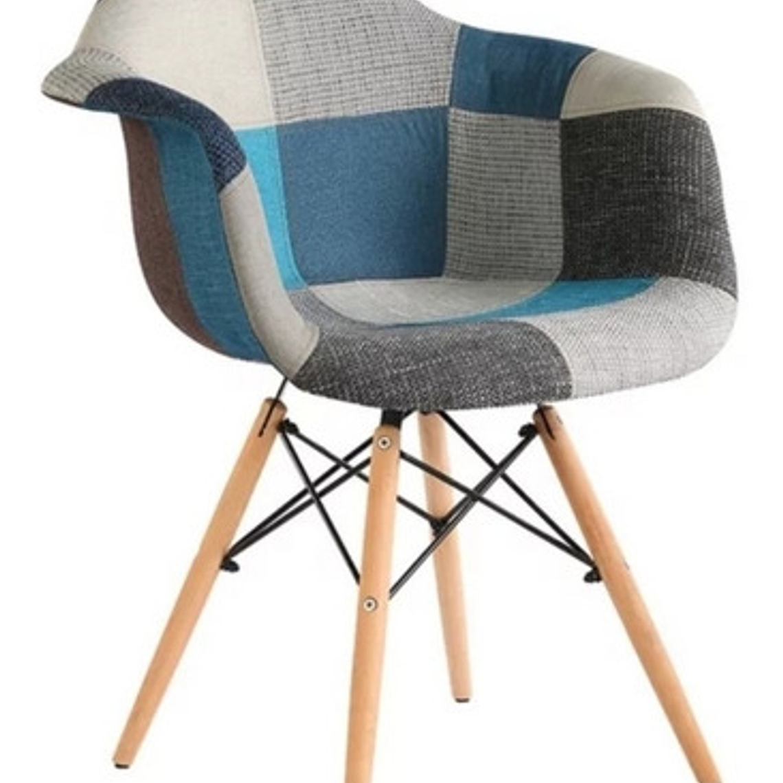 Comedor redondo vidrio 100 cm y 4 Butacas Patchwork 4