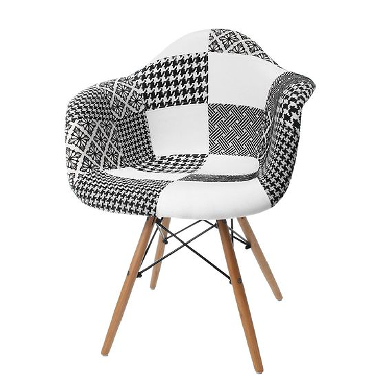 Comedor redondo vidrio 100 cm y 4 Butacas Patchwork 5