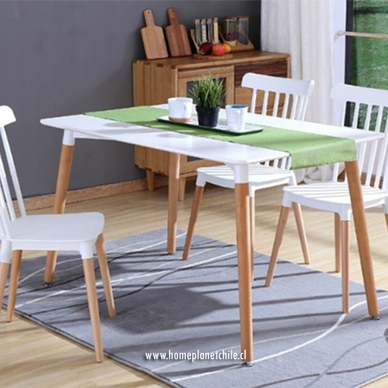 Comedor Capri rectangular blanco 120x80 cm con 4 Sillas Windsor 3
