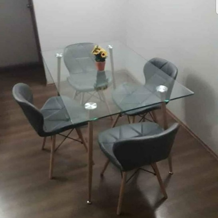 Comedor Paris rectangular vidrio 120x80cm con 4 Sillas Mariposas Rubik 6