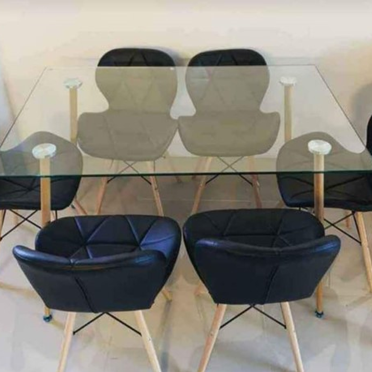 Comedor París rectangular vidrio 120x80cm con 6 Sillas Mariposas Rubik 4