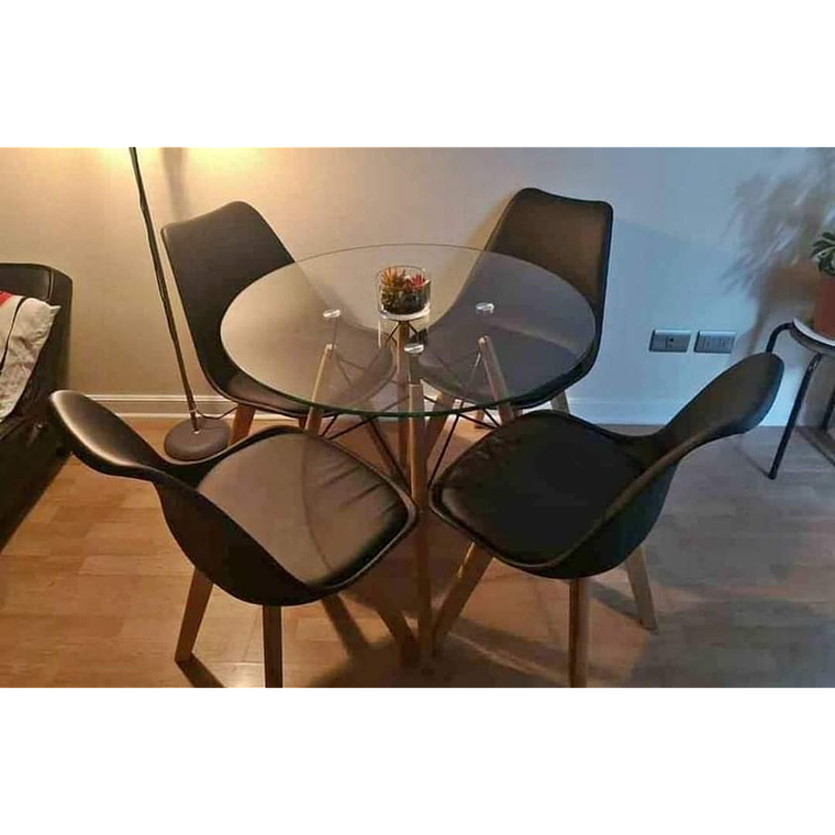 Comedor América redondo vidrio 80 cm y 4 Sillas Tulip 9