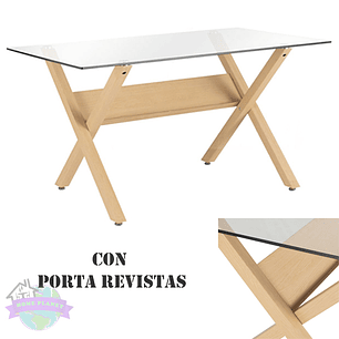 Comedor Milán rectangular vidrio 140x80 cm con 6 Sillas Rubik tulip