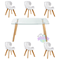 Comedor Brasilia rectangular vidrio 140x80 cm con 6 Sillas Mariposas Rubik Wood - Miniatura 1