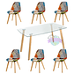 Comedor Varsovia rectangular vidrio 140x80 cm con 6 Sillas Patchwork 2.0 - Miniatura 1