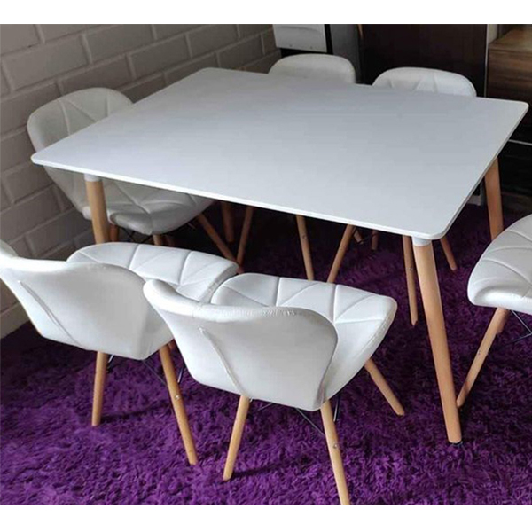 Comedor Mesa Eames rectangular blanco 120x80 cm con 6 Sillas Mariposas Rubik