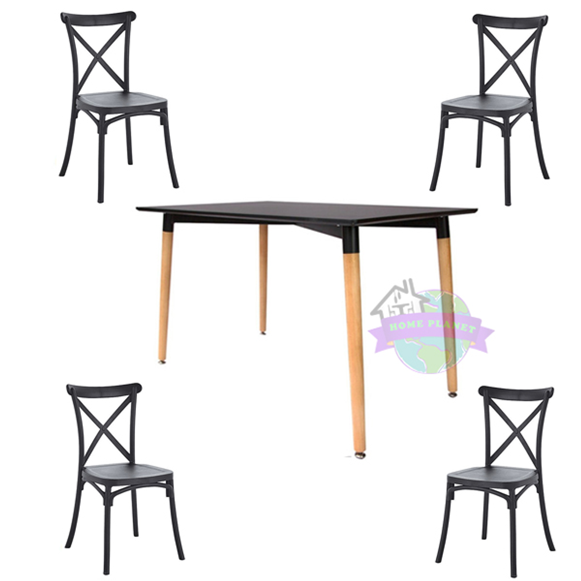 Comedor Yeda rectangular 120x80 cm con 4 Sillas Danubio 6