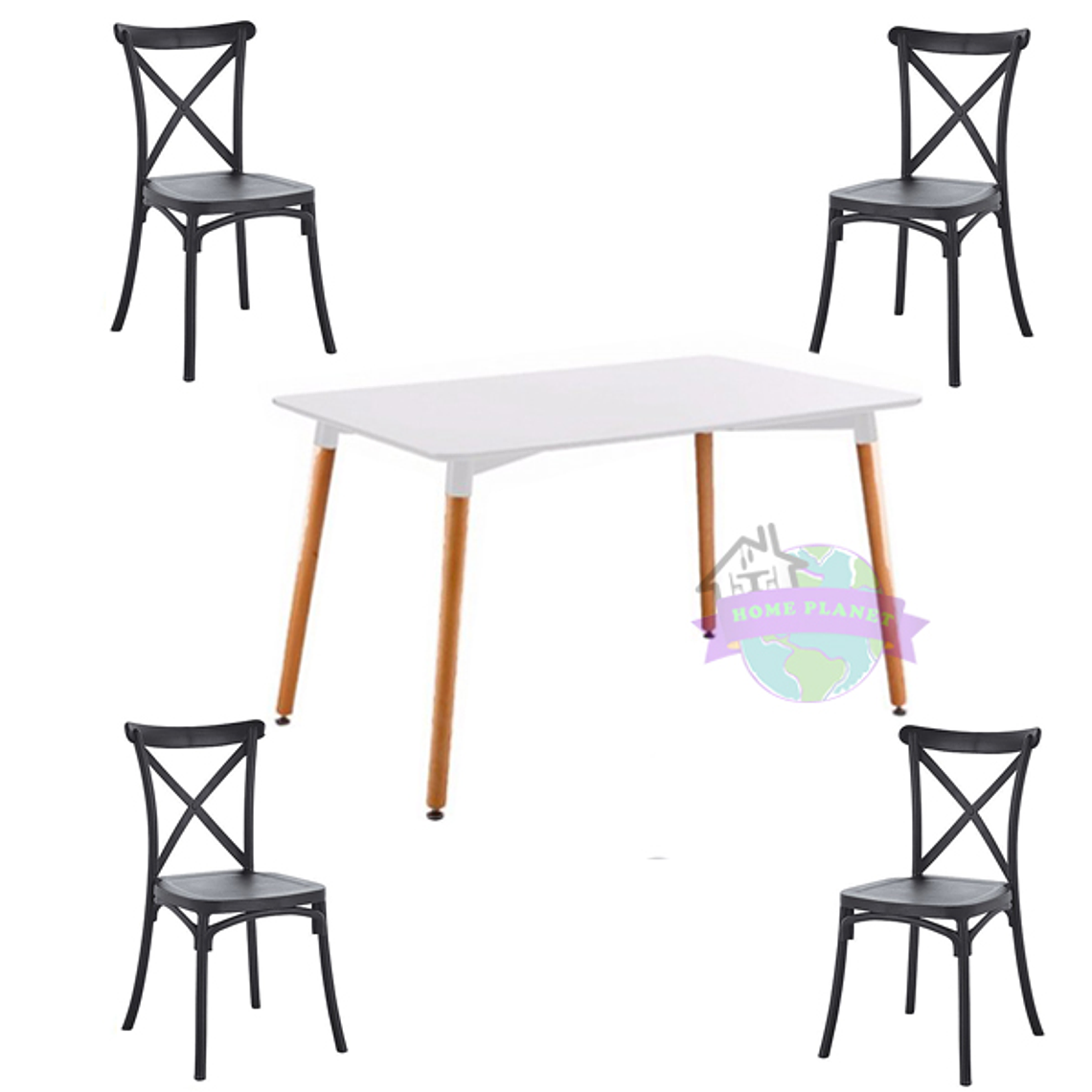 Comedor Yeda rectangular 120x80 cm con 4 Sillas Danubio 9