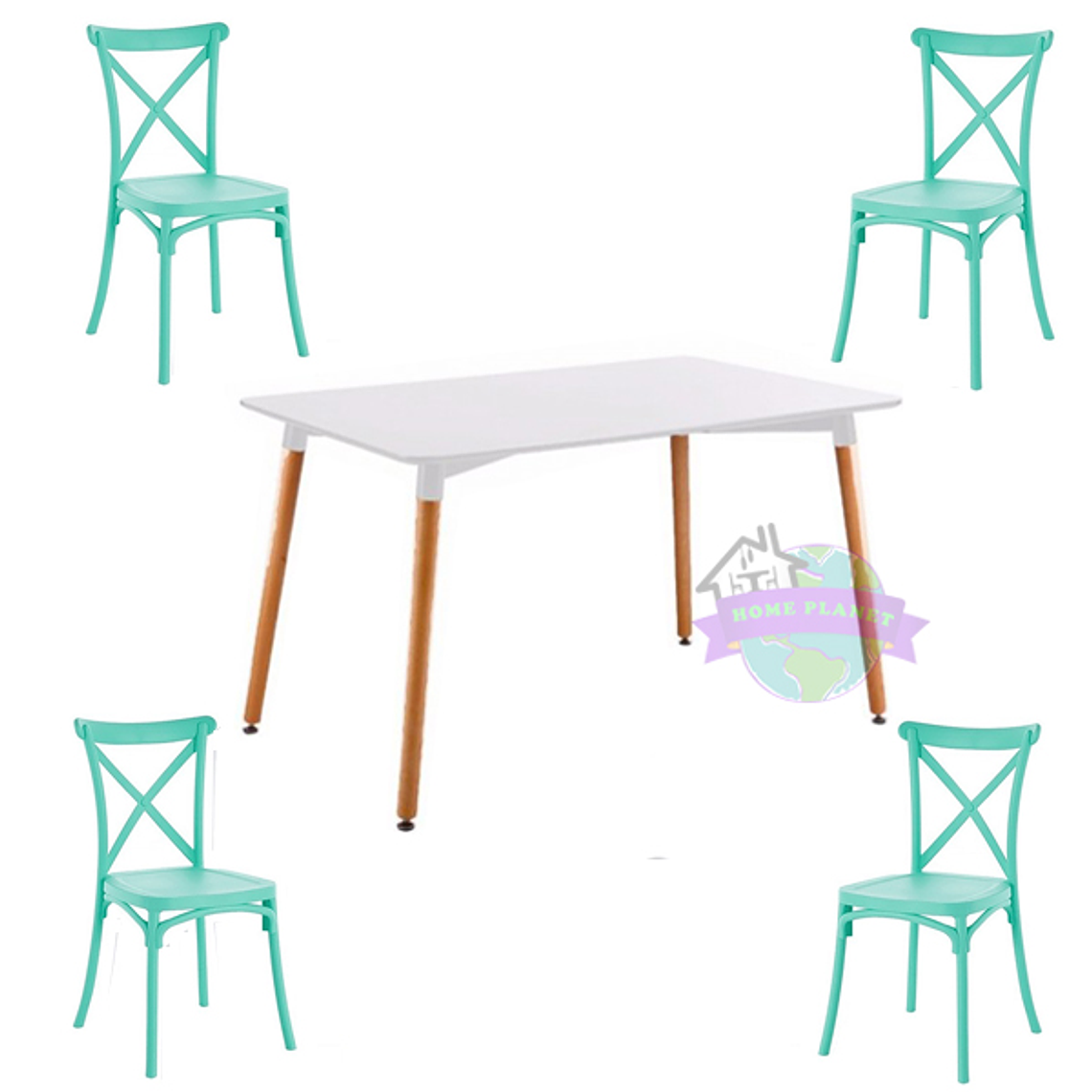 Comedor Yeda rectangular 120x80 cm con 4 Sillas Danubio 7