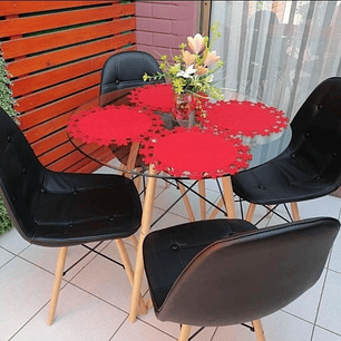 Comedor Luanda redondo vidrio 80 cm con 4 Sillas Buckle 
