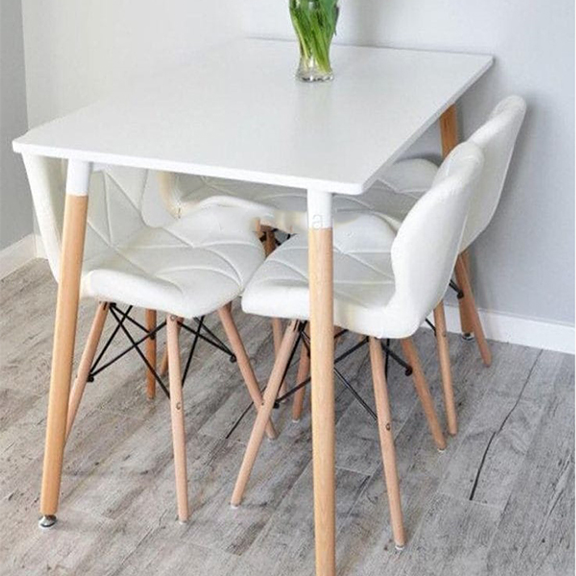 Comedor Zurich rectangular blanco 120x80 cm con 4 Sillas Mariposas Rubik 3