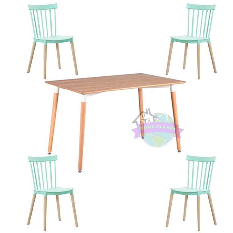 Comedor León rectangular color madera 120x80 cm con 4 Sillas Windsor 6