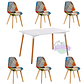 Comedor Bremen rectangular blanco con 6 Sillas Patchwork 2.0 - Miniatura 1