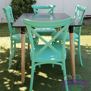 Comedor Yeda rectangular 120x80 cm con 4 Sillas Danubio