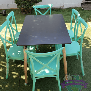 Comedor Yeda rectangular 120x80 cm con 6 Sillas Danubio