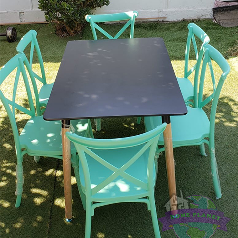 Comedor Yeda rectangular 120x80 cm con 6 Sillas Danubio 2