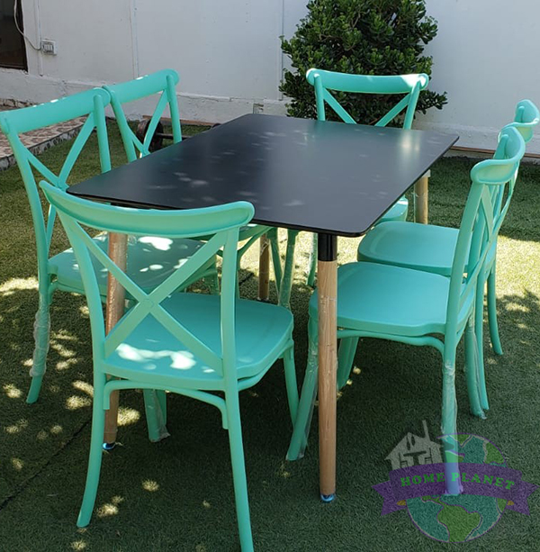Comedor Mesa Eames rectangular 120x80 cm con 6 Sillas Danubio