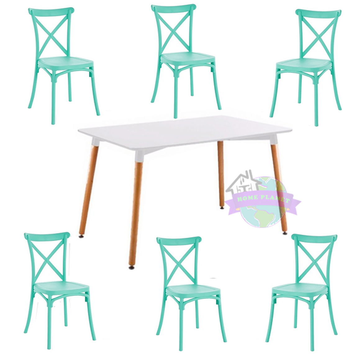 Comedor Yeda rectangular 120x80 cm con 6 Sillas Danubio 5