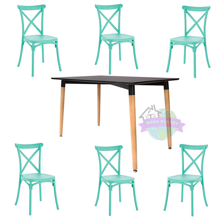 Comedor Yeda rectangular 120x80 cm con 6 Sillas Danubio 4