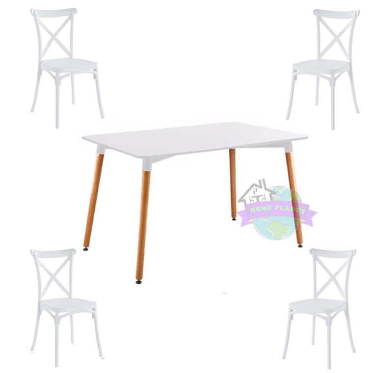 Comedor Yeda rectangular 120x80 cm con 4 Sillas Danubio 8