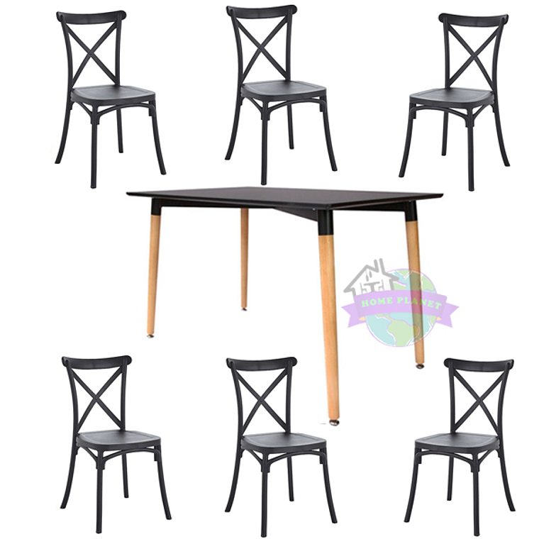 Comedor Yeda rectangular 120x80 cm con 6 Sillas Danubio 8