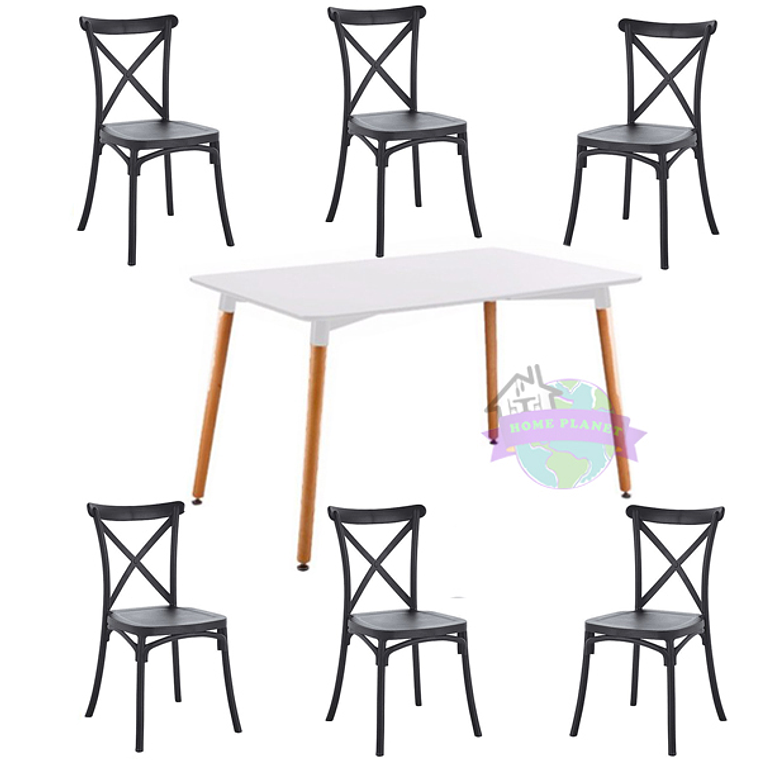 Comedor Yeda rectangular 120x80 cm con 6 Sillas Danubio 9