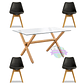 Comedor Estocolmo rectangular vidrio 140x80 cm con 4 Sillas Tulip - Miniatura 3