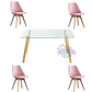 Comedor Bled rectangular vidrio 140x80 cm con 4 Sillas Tulip - Miniatura 7