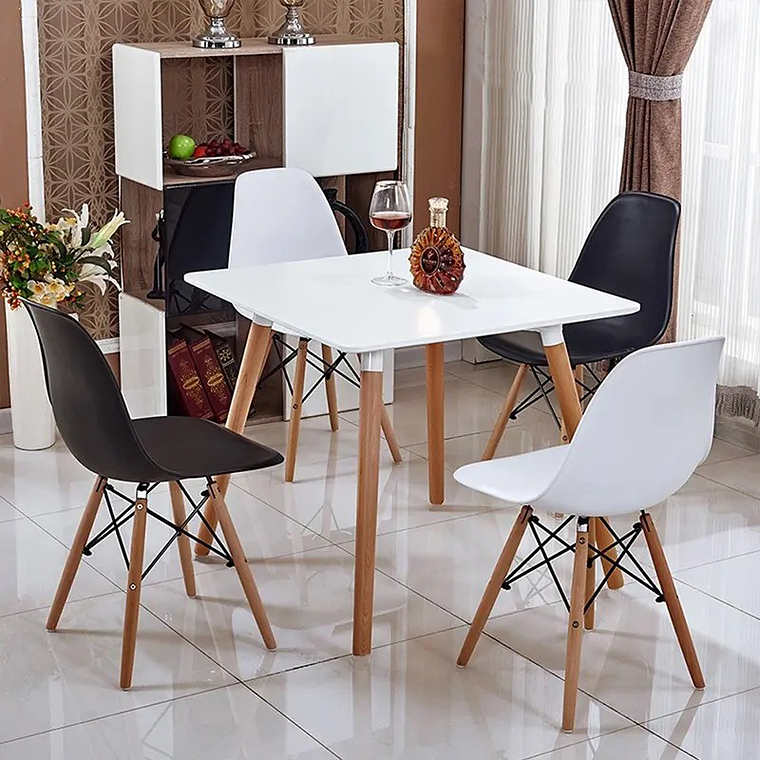 Comedor Murcia cuadrado blanco 80x80 cm con 4 Sillas Eames  3