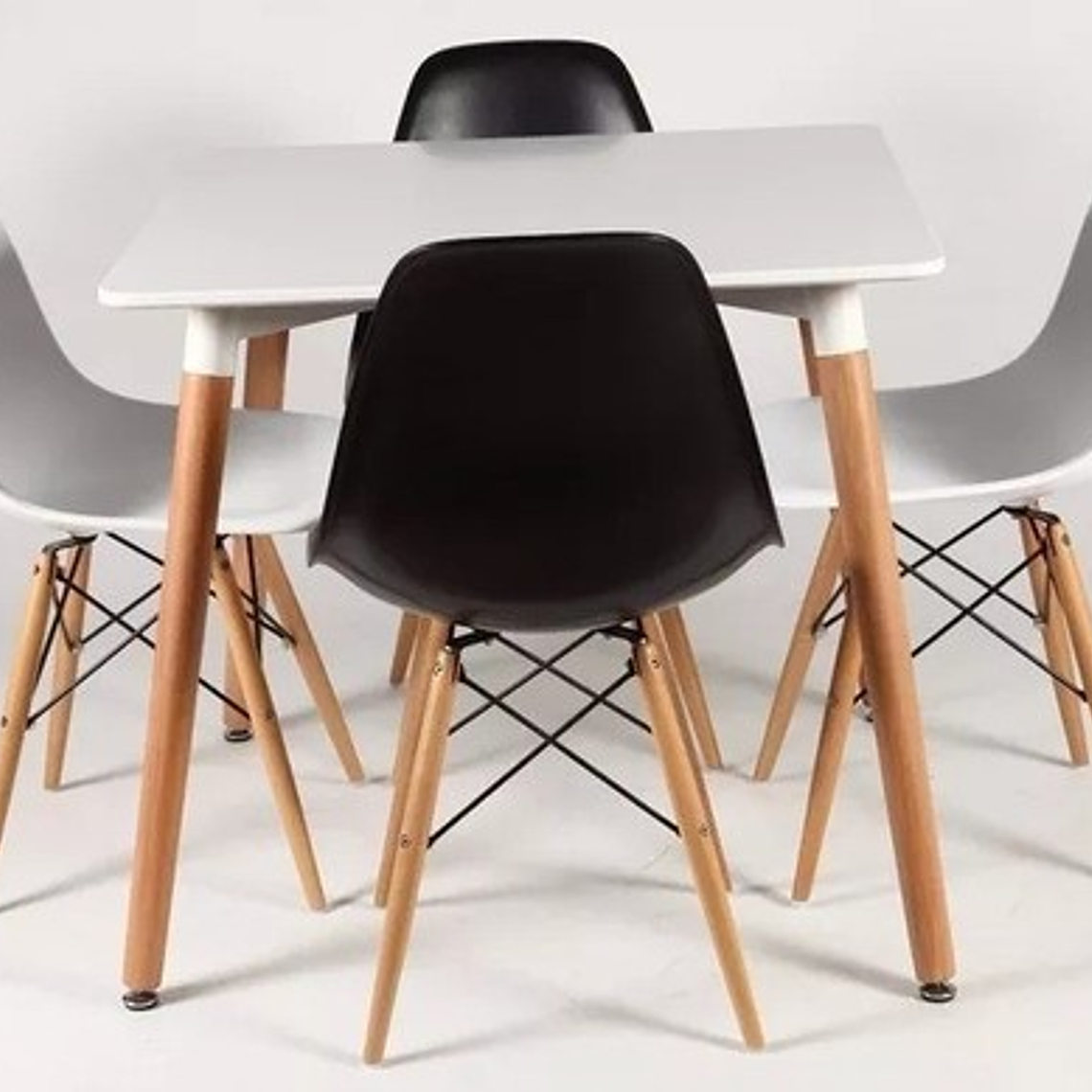 Comedor Murcia cuadrado blanco 80x80 cm con 4 Sillas Eames  4