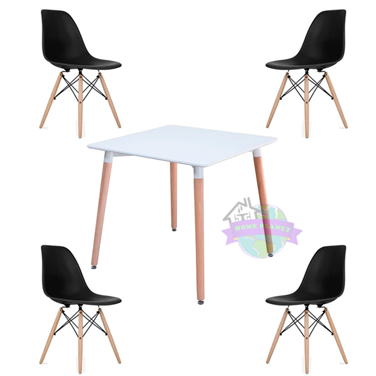 Comedor Murcia cuadrado blanco 80x80 cm con 4 Sillas Eames  6