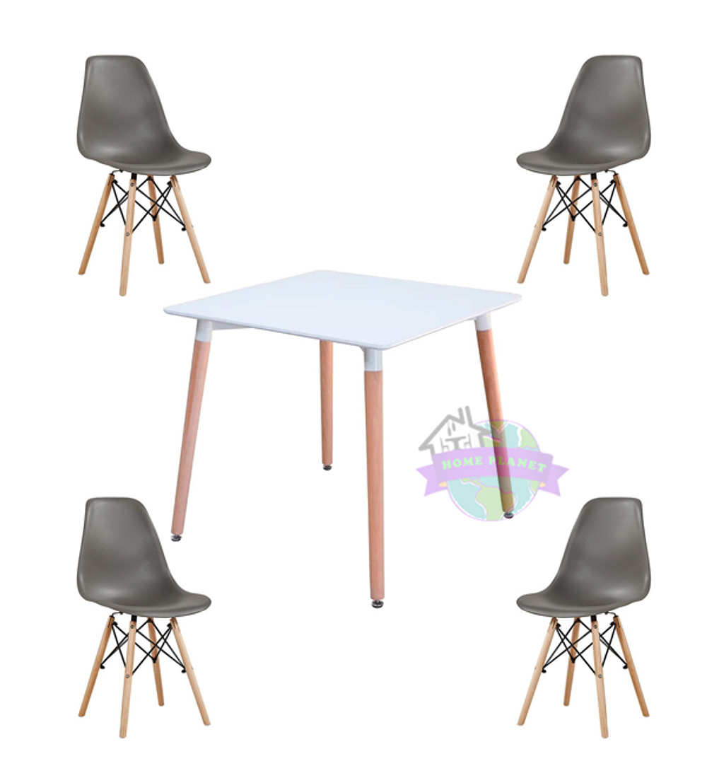 Comedor Murcia cuadrado blanco con 4 Sillas Eames 