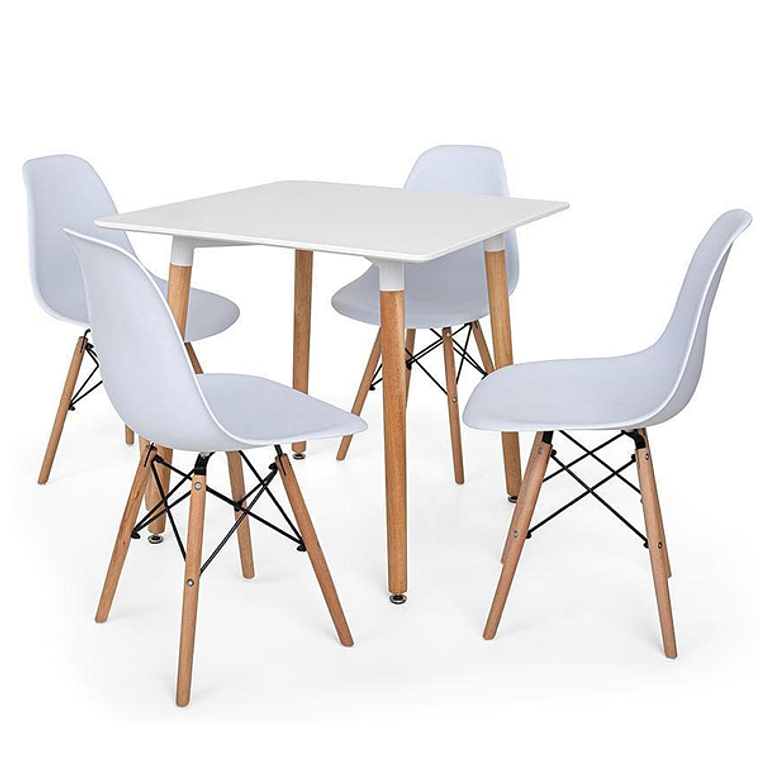 Comedor Murcia cuadrado blanco 80x80 cm con 4 Sillas Eames  5