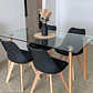 Comedor Bled rectangular vidrio 140x80 cm con 4 Sillas Tulip - Miniatura 5