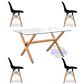 Comedor Madrid rectangular vidrio 140x90 cm con 4 Sillas Eames - Miniatura 2