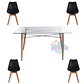 Comedor Grecia rectangular vidrio 140x90cm y 4 Sillas Tulip - Miniatura 5